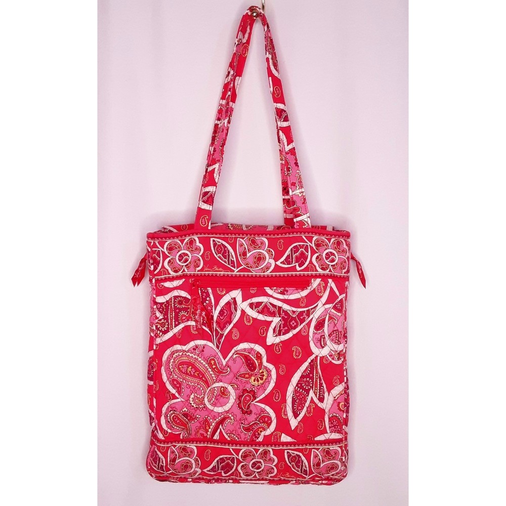💎Vera Bradley Rosy Posies Laptop Pink Paisley Laptop Shoulder Tote Bag